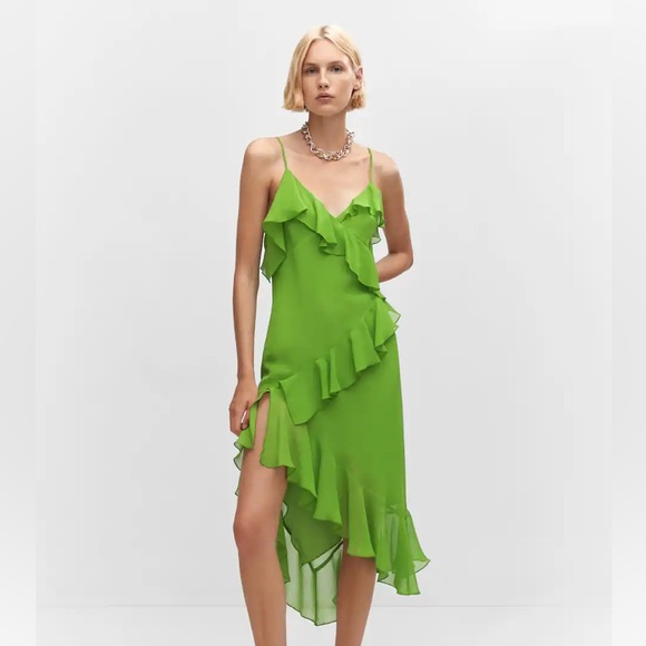 Mango Dresses & Skirts - Mango Green Ruffle Maxi Dress